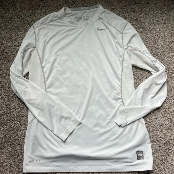 Nike Pro Combat White Fitted Long Sleeve Shirt - Picture 2 of 8